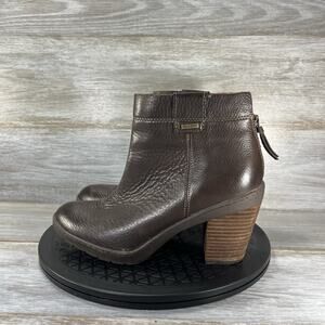 Sofft Women’s Dark Brown Leather Heeled Ankle Boots Size 9 M